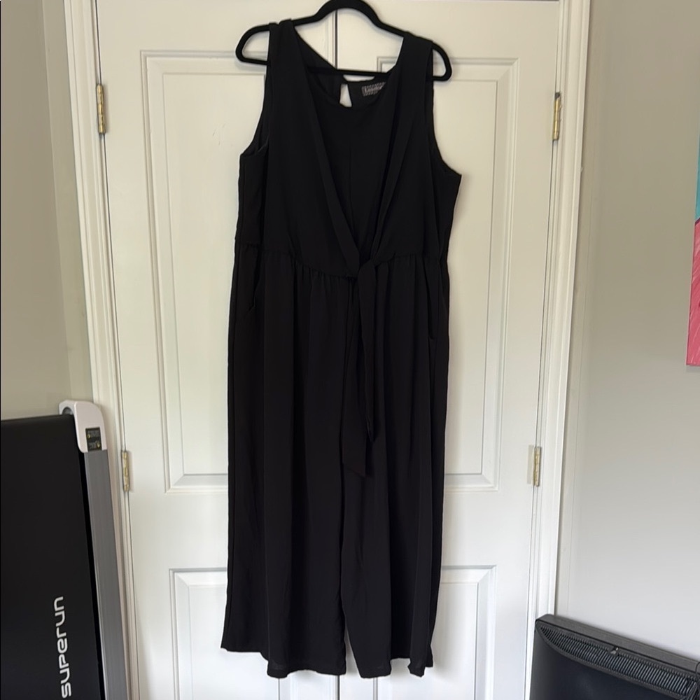 Luxology Black V-neck Sleeveless Jumpsuit